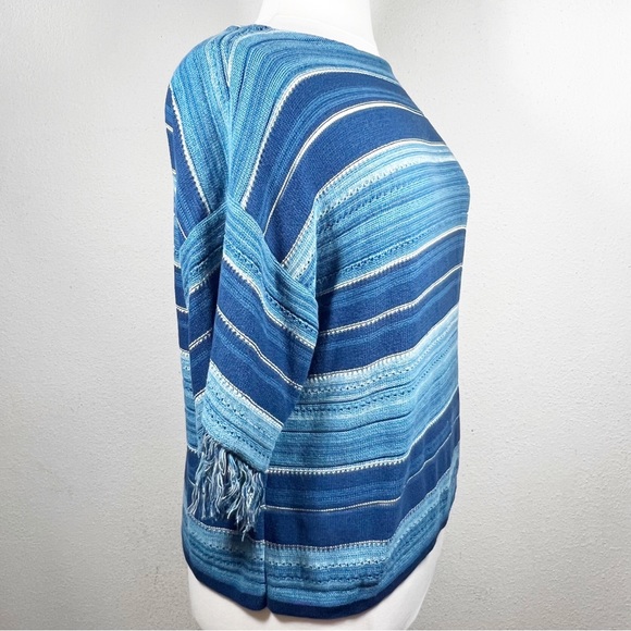 Lauren by Ralph Lauren, striped fringe, trim sleeve, Indian sweater, size L - Picture 9 of 12